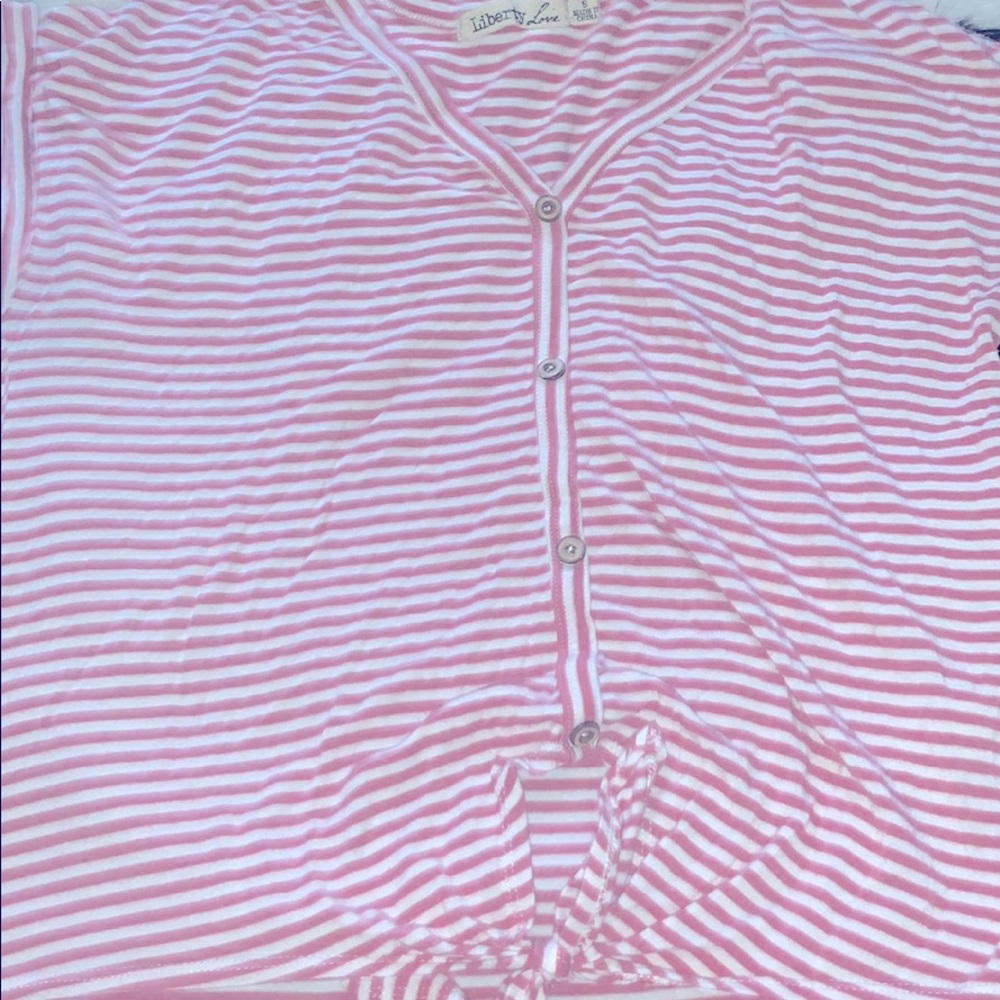 button down sewed up crop top